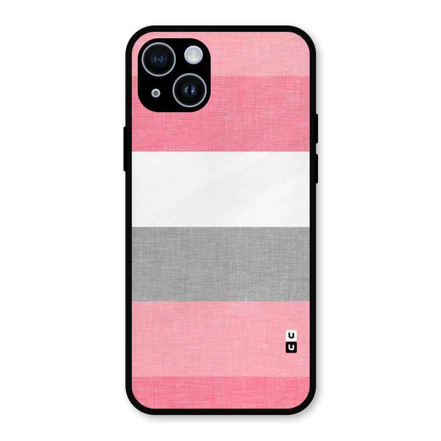 Shades Pink Stripes Metal Back Case for iPhone 14
