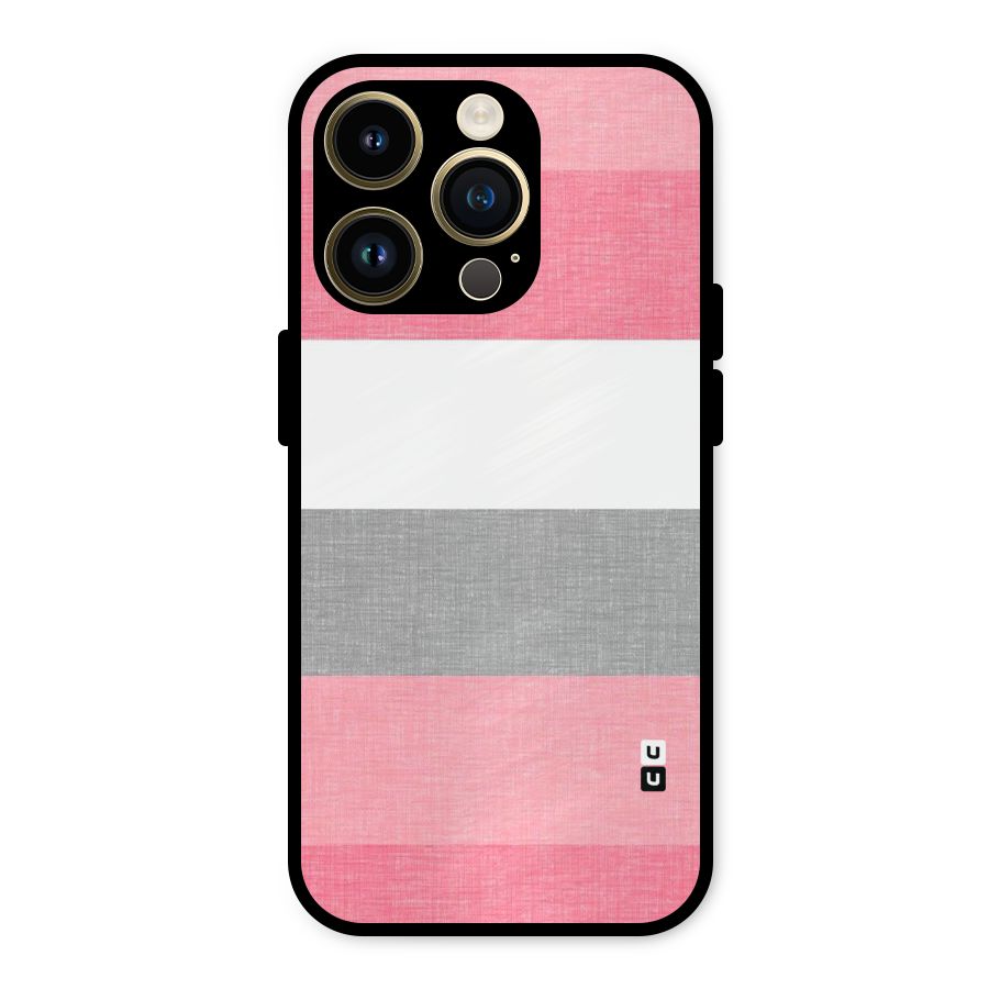 Shades Pink Stripes Metal Back Case for iPhone 14 Pro