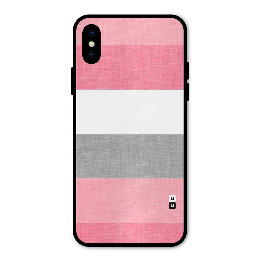 Shades Pink Stripes Metal Back Case for iPhone X