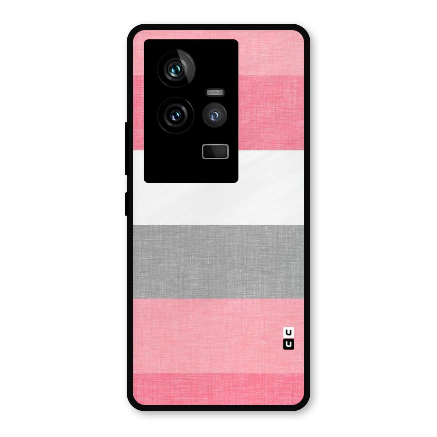 Shades Pink Stripes Metal Back Case for iQOO 11 5G