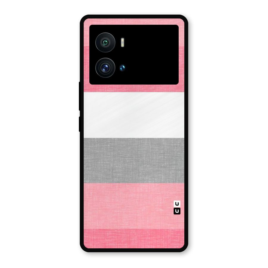 Shades Pink Stripes Metal Back Case for iQOO 9 Pro