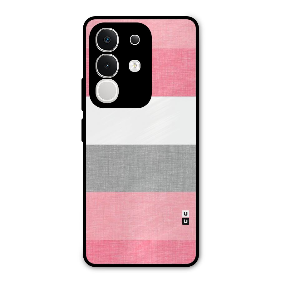 Shades Pink Stripes Metal Back Case for iQOO Z10x