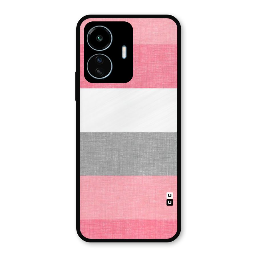Shades Pink Stripes Metal Back Case for vivo iQOO Z6 Lite 5G