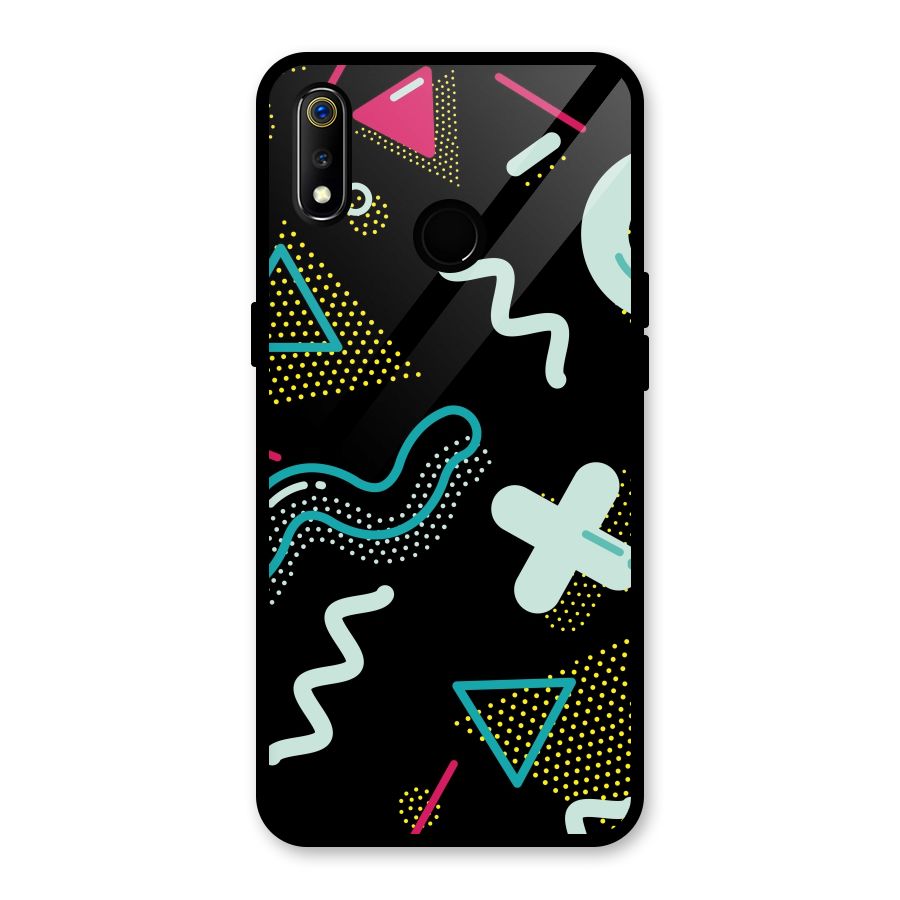 Shapes Pattern Glass Back Case for Realme 3
