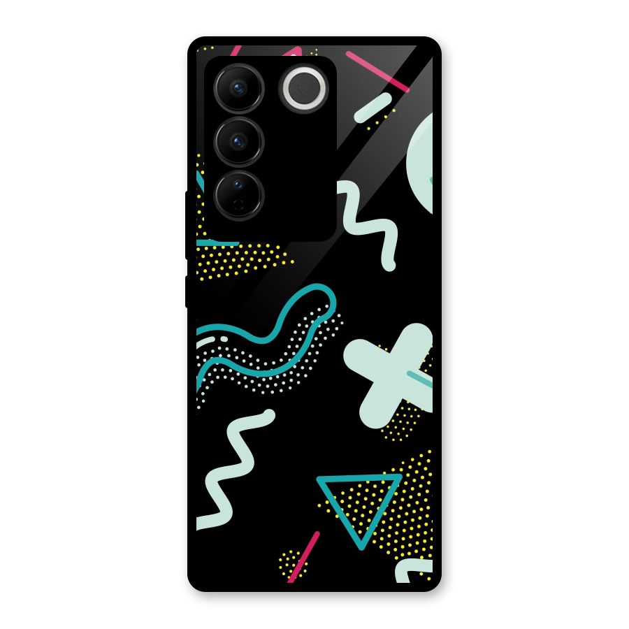 Shapes Pattern Glass Back Case for Vivo V27 Pro
