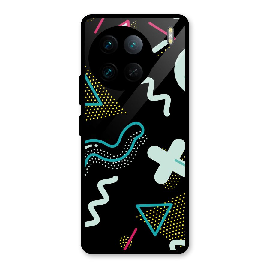 Shapes Pattern Glass Back Case for Vivo X90 Pro