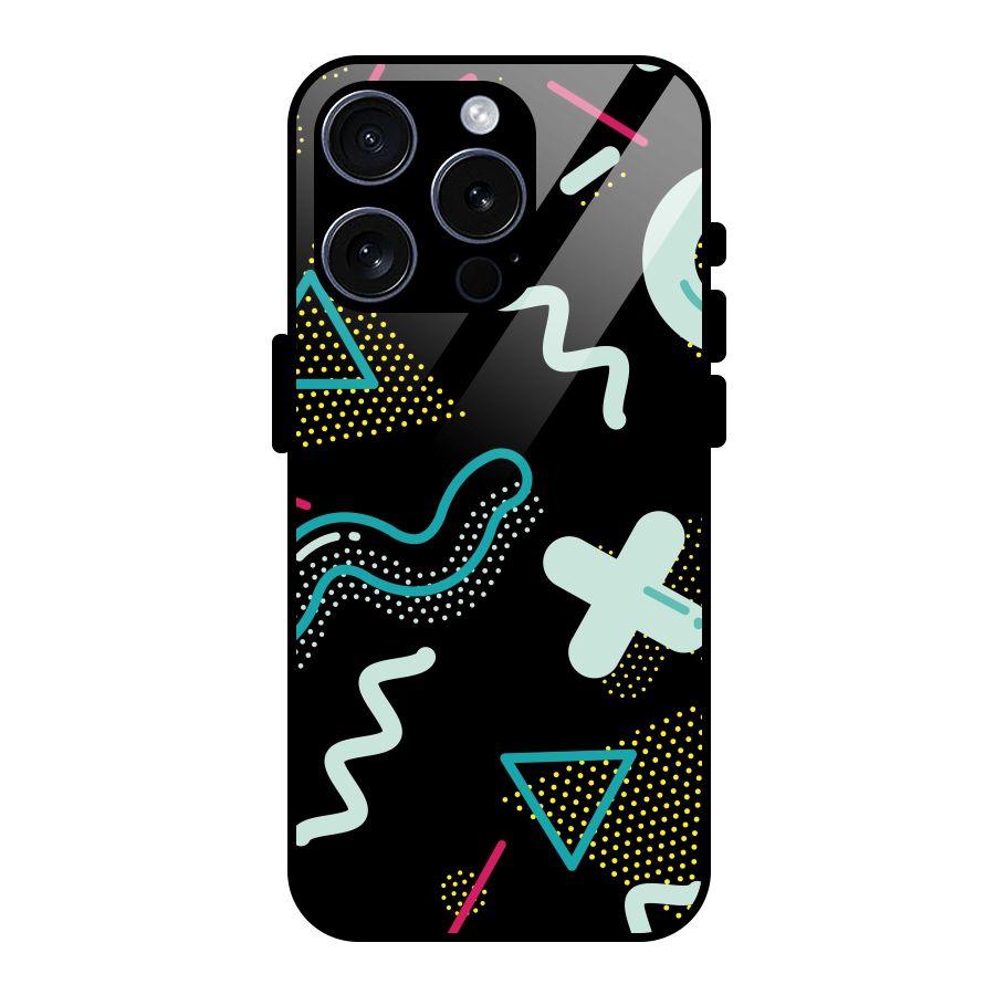 Shapes Pattern Glass Back Case for iPhone 15 Pro