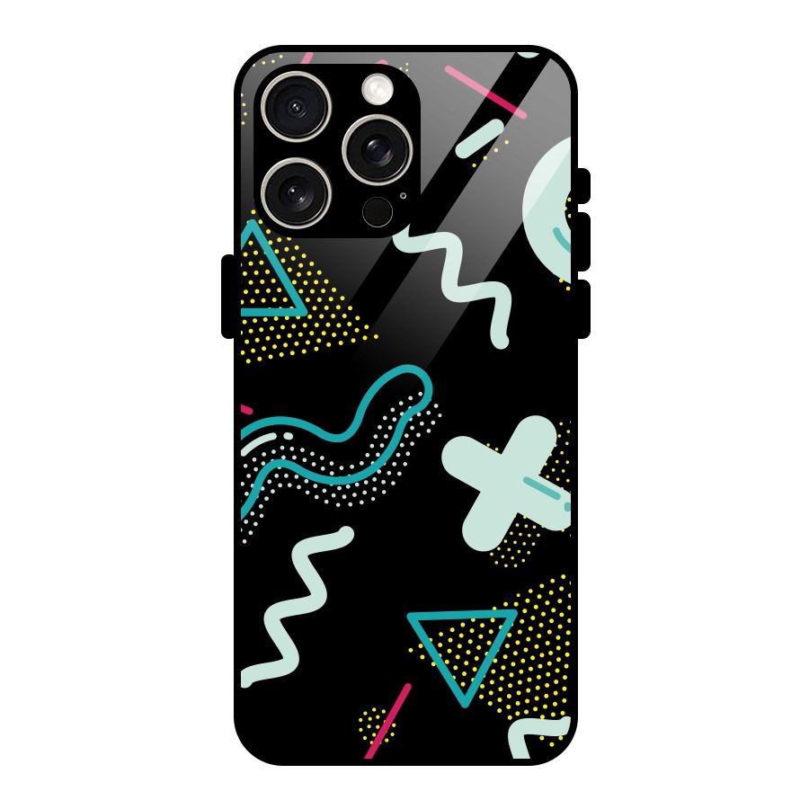Shapes Pattern Glass Back Case for iPhone 15 Pro Max