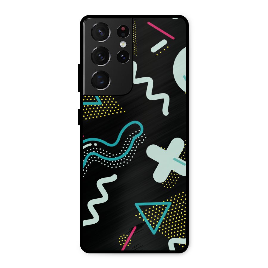 Shapes Pattern Metal Back Case for Galaxy S21 Ultra 5G