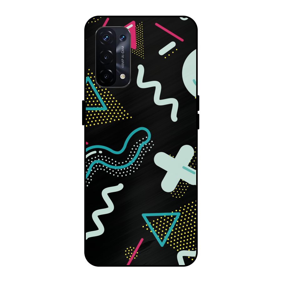 Shapes Pattern Metal Back Case for Oppo A74 5G