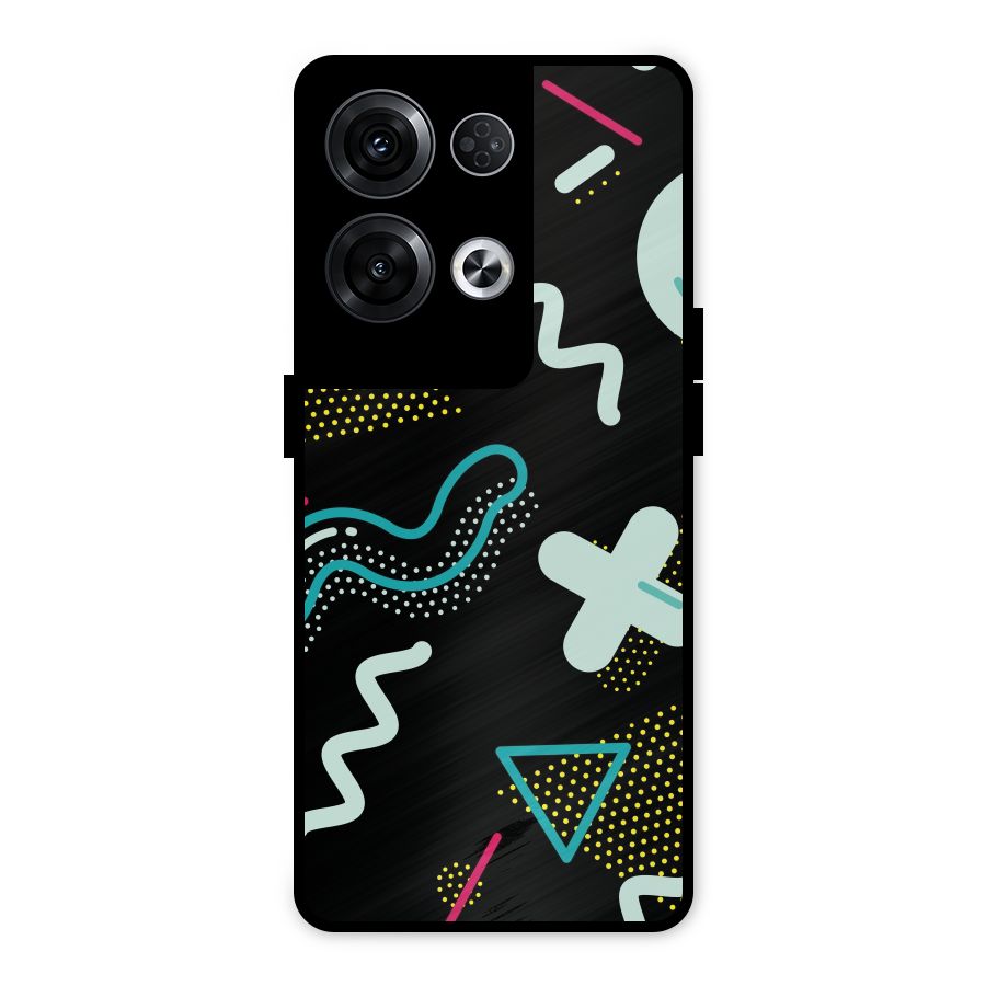 Shapes Pattern Metal Back Case for Oppo Reno8 Pro 5G