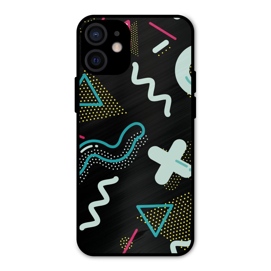 Shapes Pattern Metal Back Case for iPhone 12 Mini