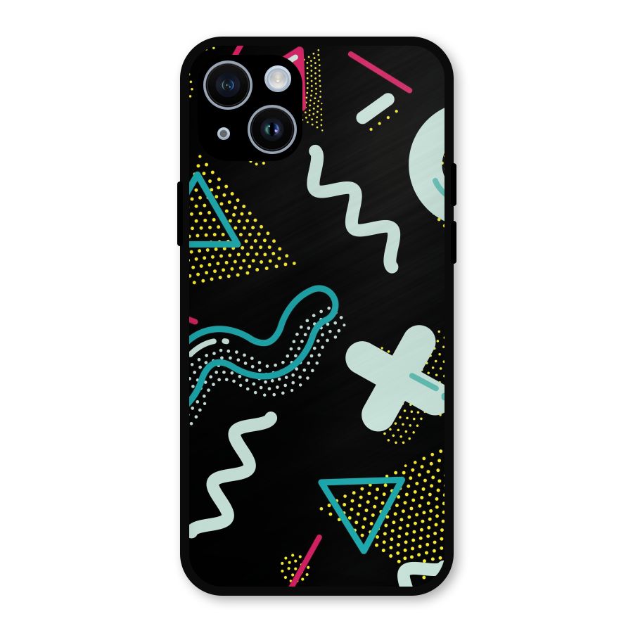 Shapes Pattern Metal Back Case for iPhone 14