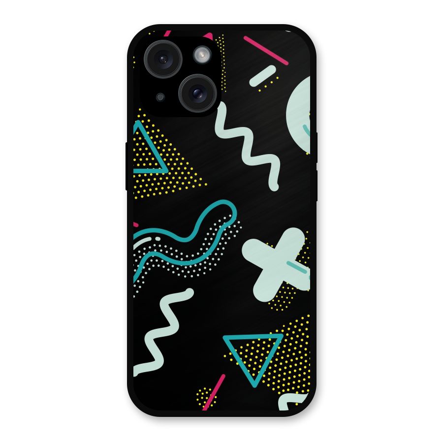 Shapes Pattern Metal Back Case for iPhone 15