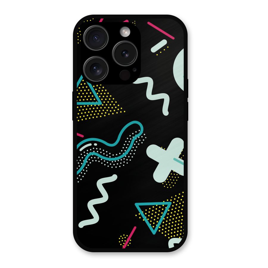 Shapes Pattern Metal Back Case for iPhone 15 Pro