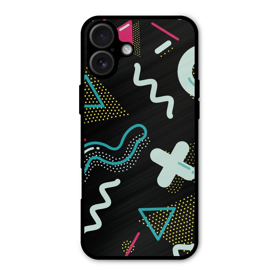 Shapes Pattern Metal Back Case for iPhone 16 Plus