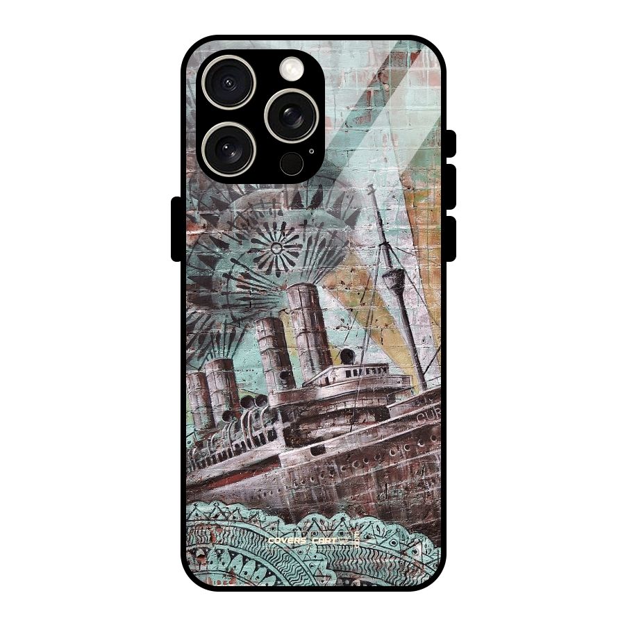 Ship Art Glass Back Case for iPhone 15 Pro Max