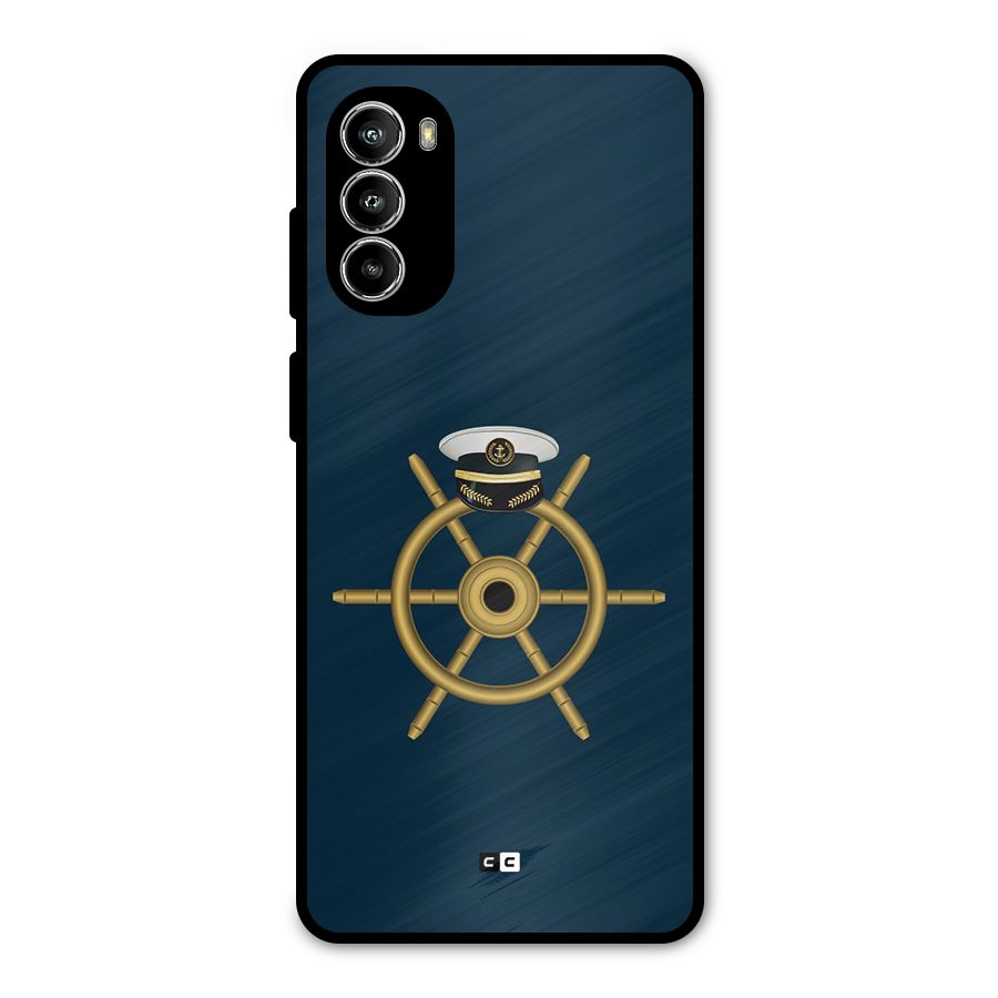 Ship Wheel And Cap Metal Back Case for Moto G52