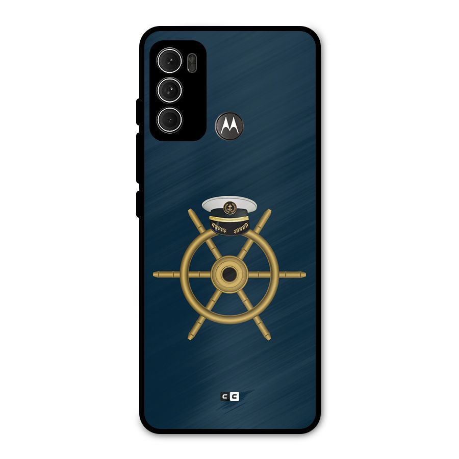 Ship Wheel And Cap Metal Back Case for Moto G60