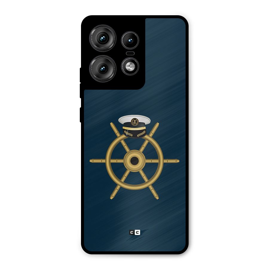 Ship Wheel And Cap Metal Back Case for Motorola Edge 50 Pro