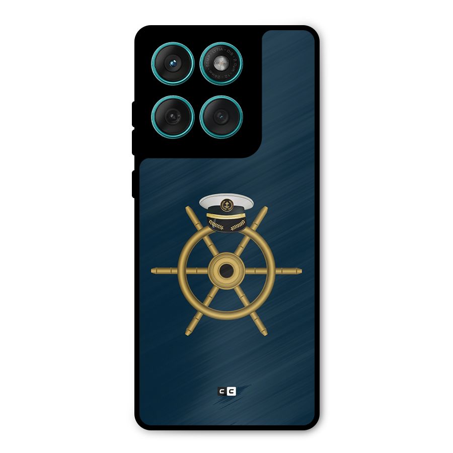 Ship Wheel And Cap Metal Back Case for Motorola Edge 60