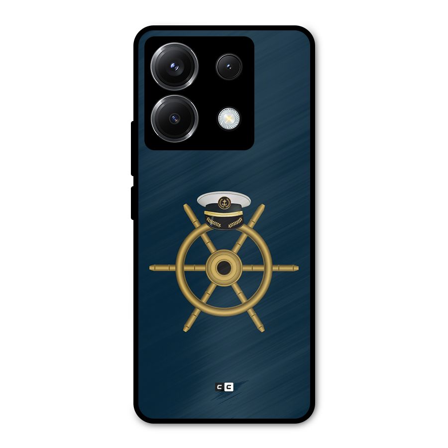 Ship Wheel And Cap Metal Back Case for Poco X6