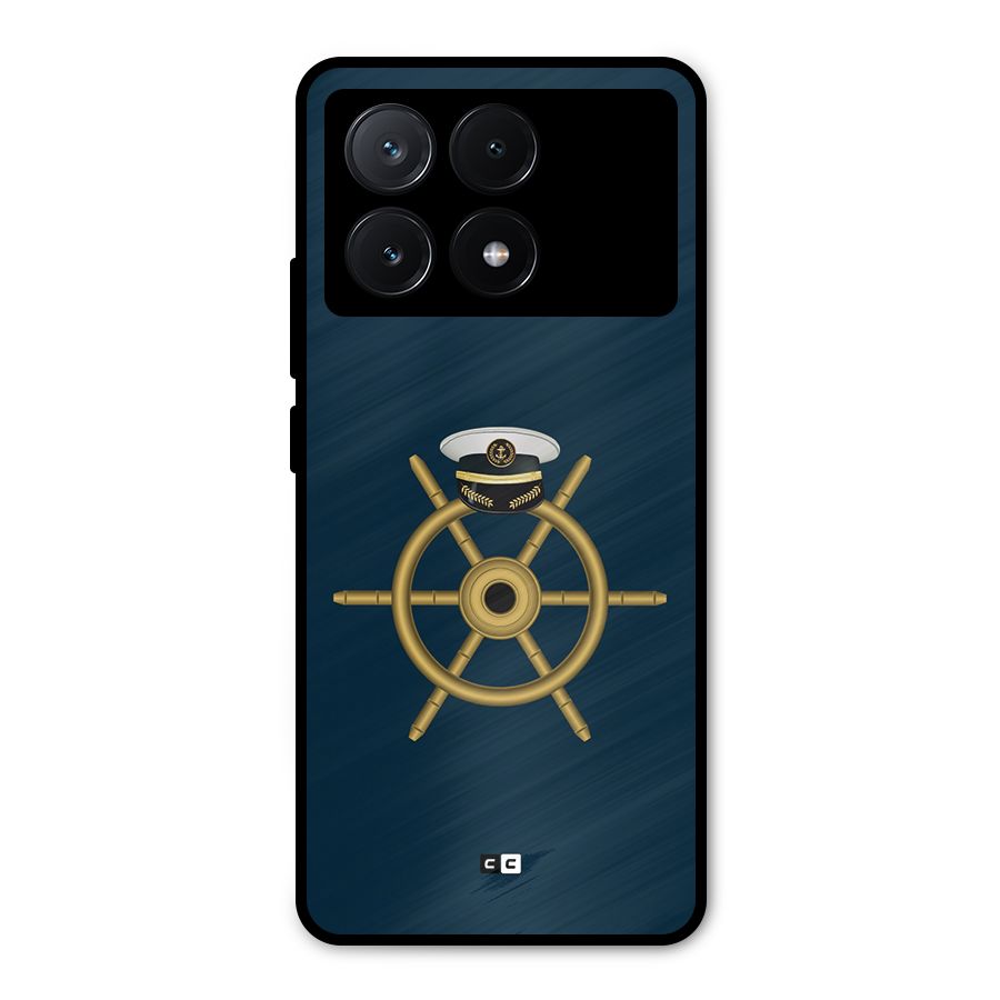 Ship Wheel And Cap Metal Back Case for Poco X6 Pro