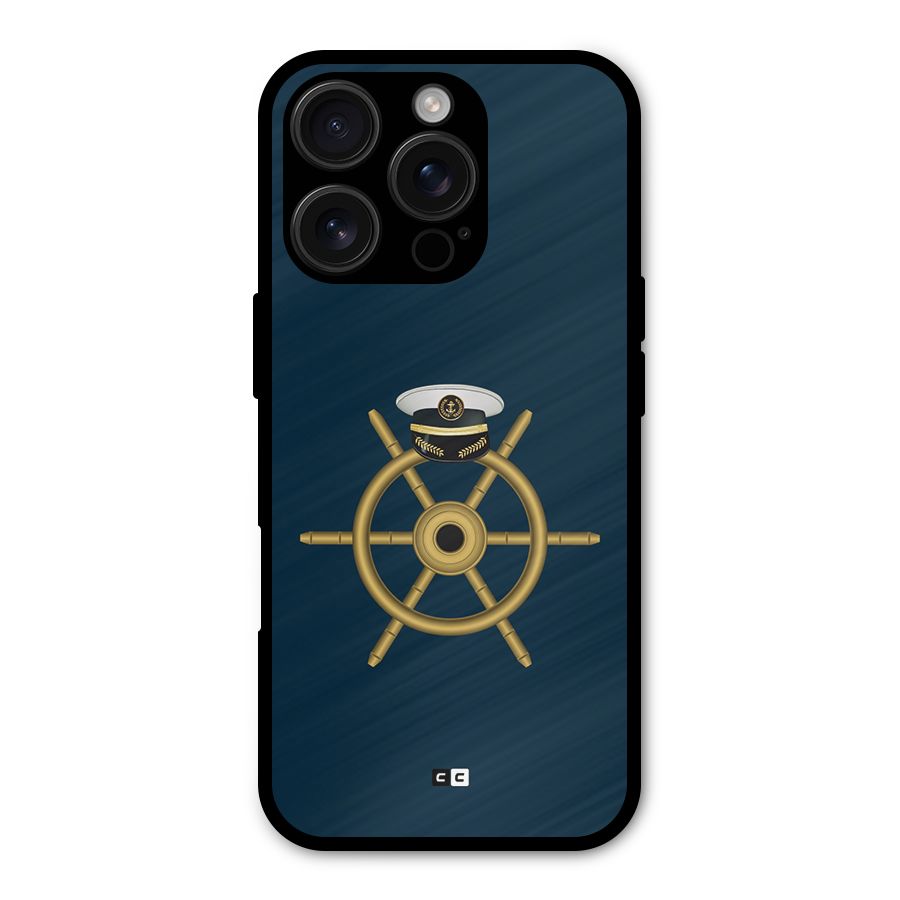 Ship Wheel And Cap Metal Back Case for iPhone 16 Pro