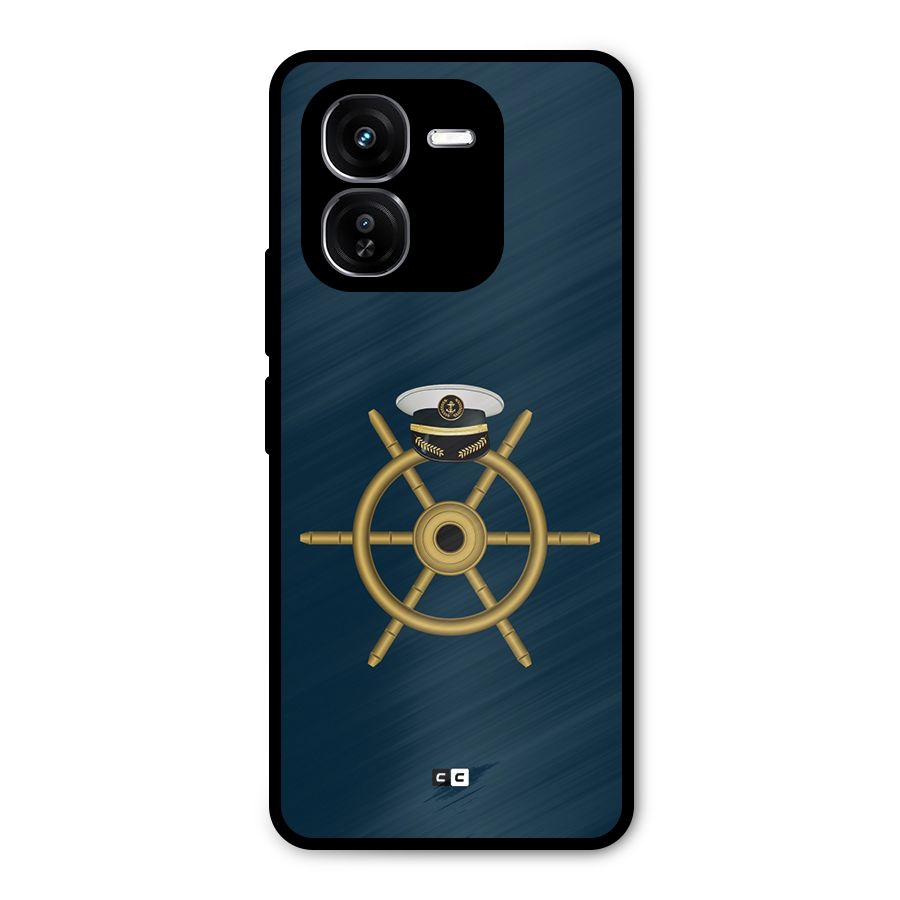 Ship Wheel And Cap Metal Back Case for iQOO Z9x