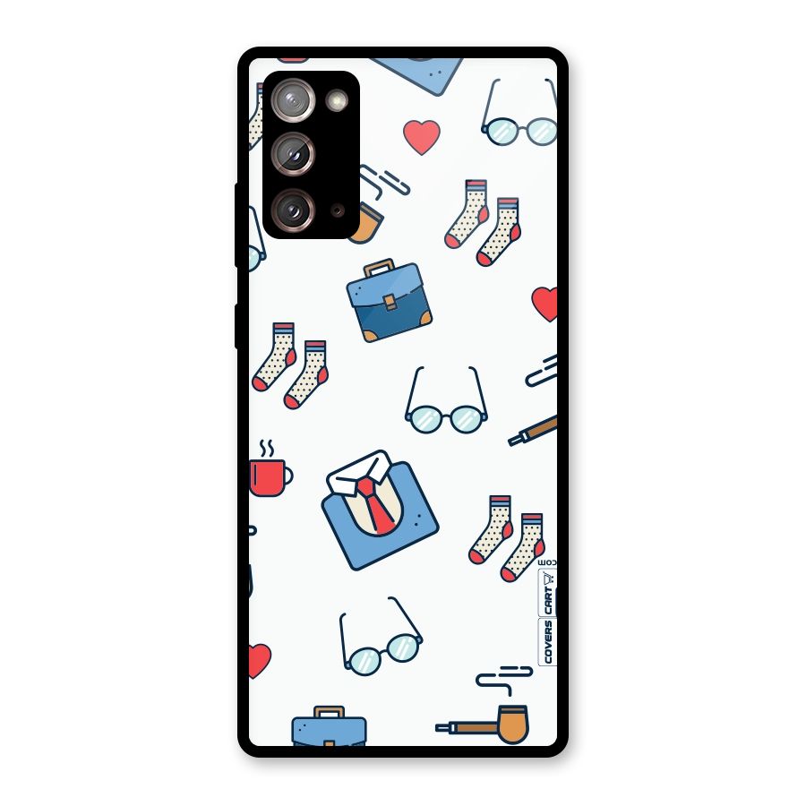 Shirt Spectacles Pattern Glass Back Case for Galaxy Note 20
