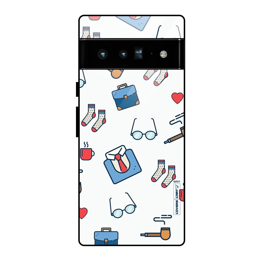 Shirt Spectacles Pattern Glass Back Case for Google Pixel 6 Pro