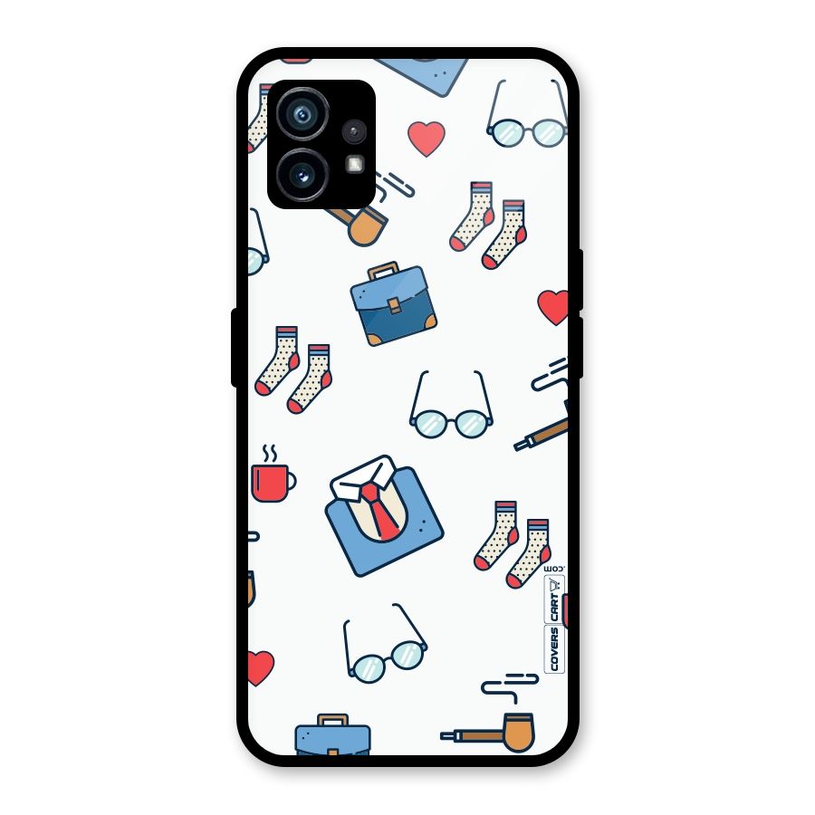 Shirt Spectacles Pattern Glass Back Case for Nothing Phone 1