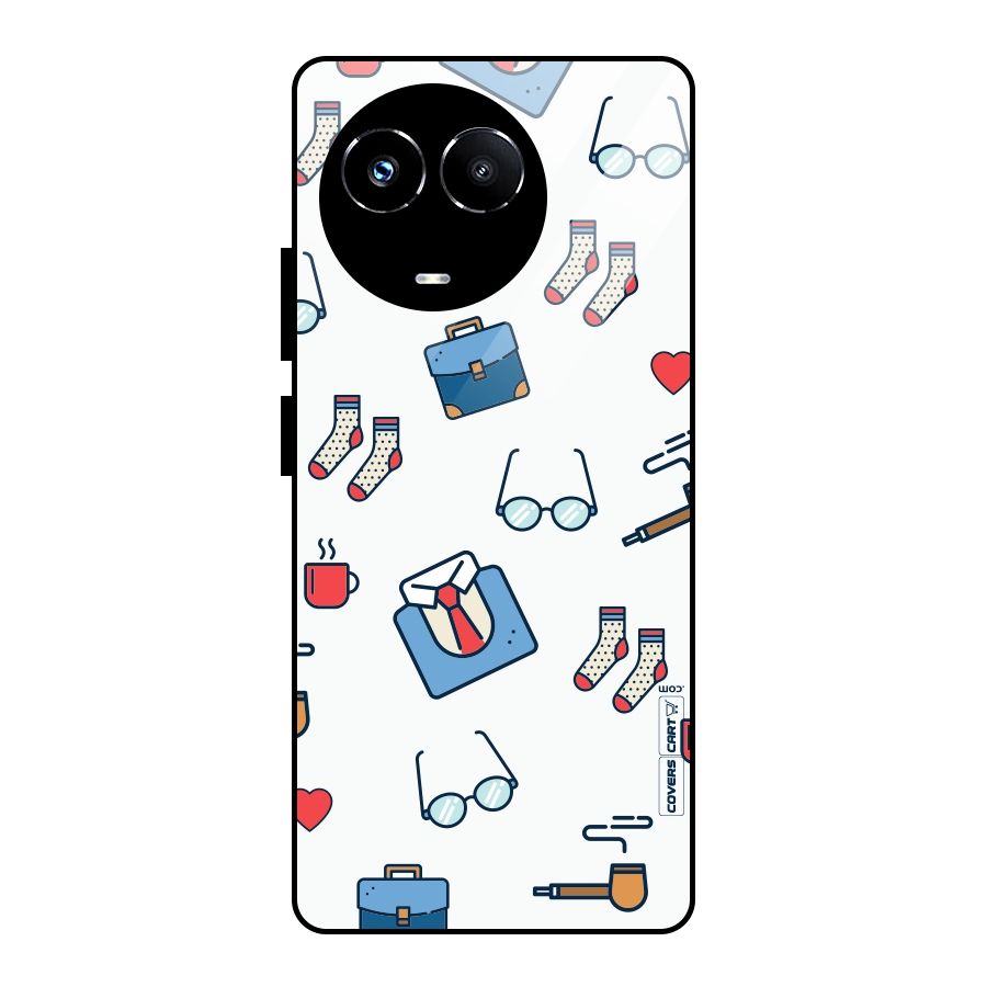 Shirt Spectacles Pattern Glass Back Case for Realme Narzo 60X