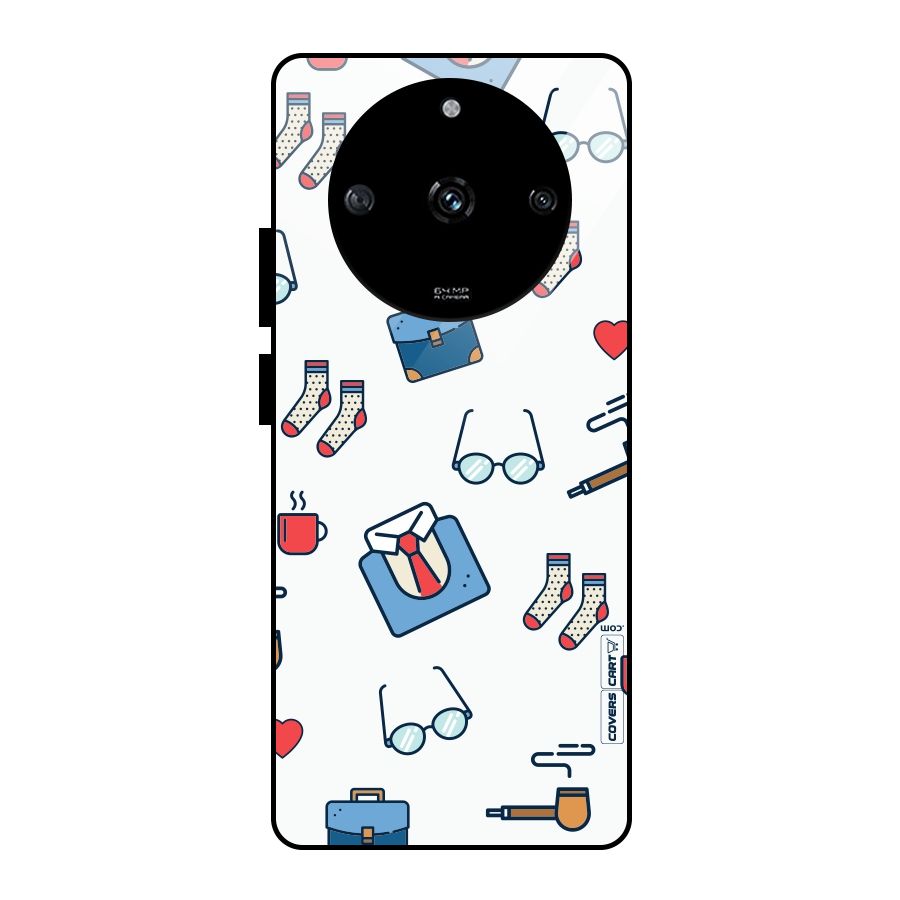 Shirt Spectacles Pattern Glass Back Case for Realme Narzo 60 5G