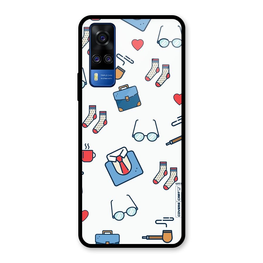 Shirt Spectacles Pattern Glass Back Case for Vivo Y31
