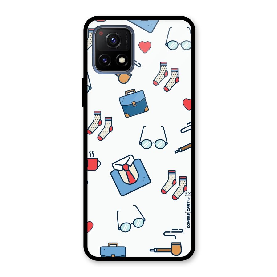 Shirt Spectacles Pattern Glass Back Case for Vivo Y72 5G