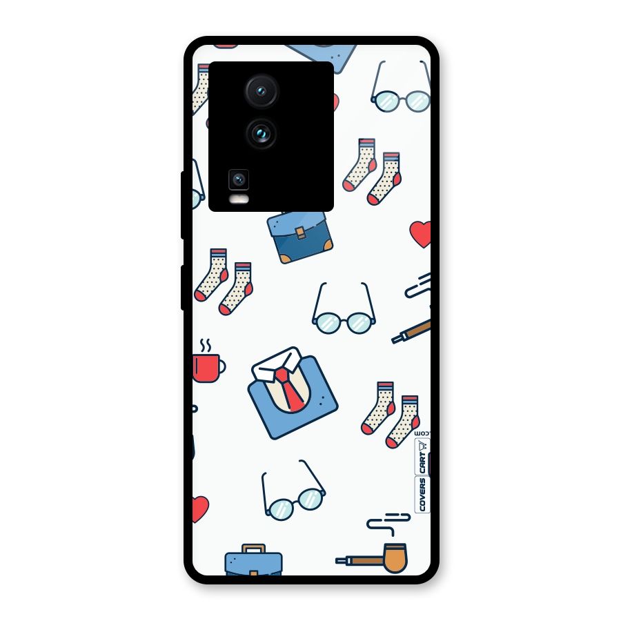 Shirt Spectacles Pattern Glass Back Case for Vivo iQOO Neo 7