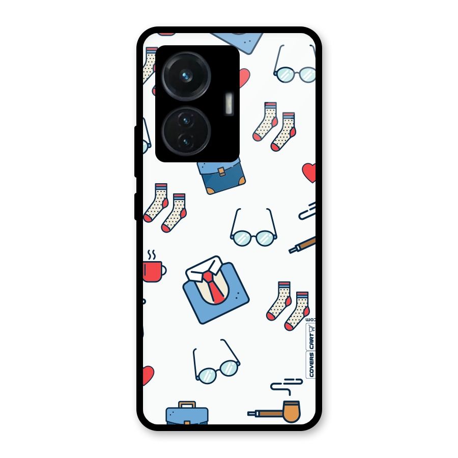 Shirt Spectacles Pattern Glass Back Case for iQOO Z6 44W