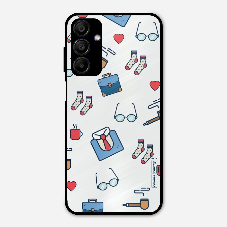 Shirt Spectacles Pattern Metal Back Case for Galaxy A15 5G