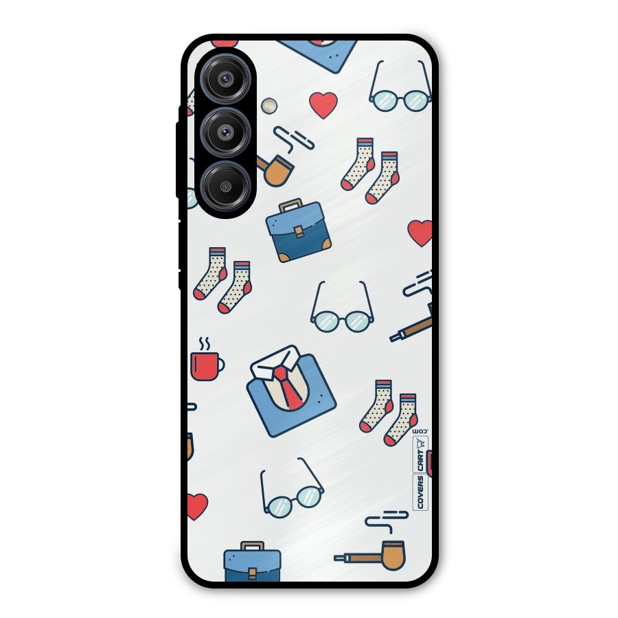 Shirt Spectacles Pattern Metal Back Case for Galaxy A16 5G