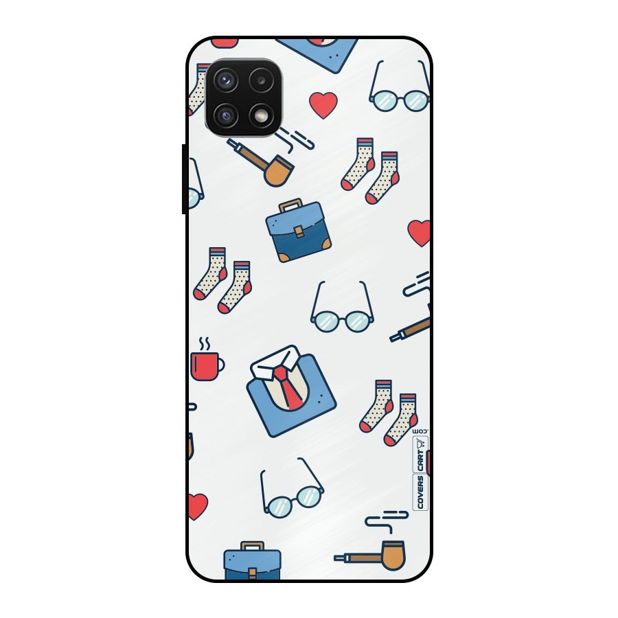 Shirt Spectacles Pattern Metal Back Case for Galaxy A22 5G
