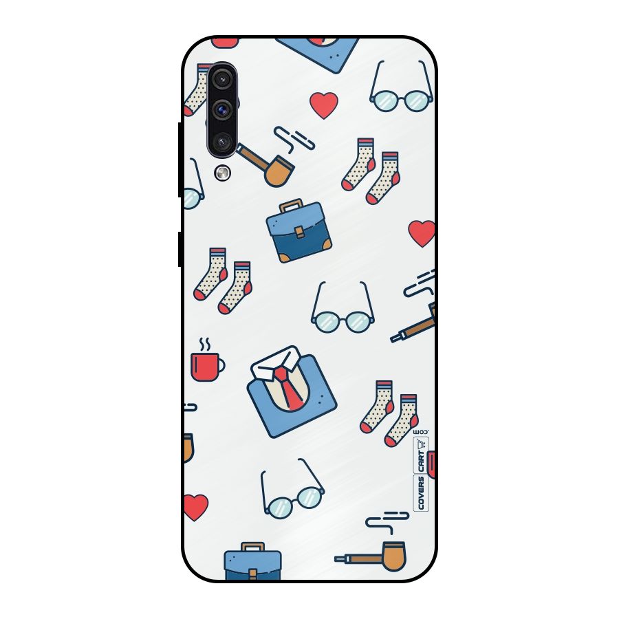 Shirt Spectacles Pattern Metal Back Case for Galaxy A50s