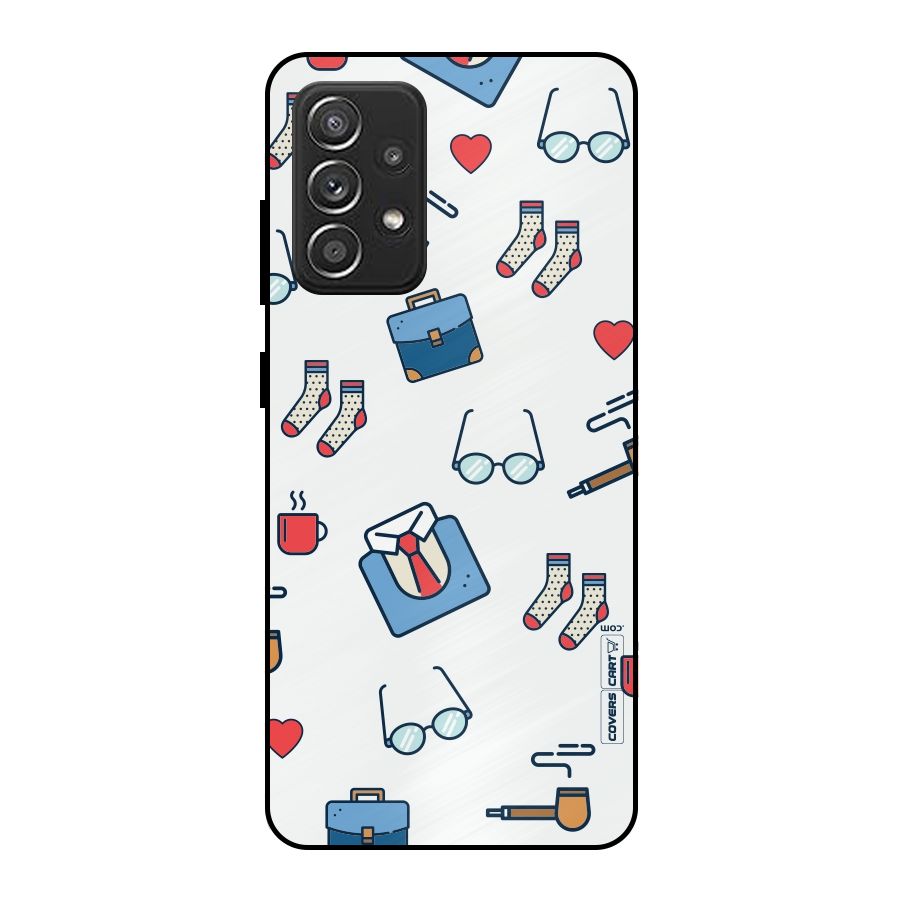 Shirt Spectacles Pattern Metal Back Case for Galaxy A52s 5G
