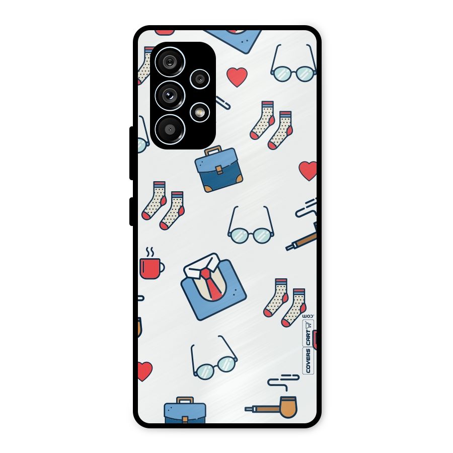 Shirt Spectacles Pattern Metal Back Case for Galaxy A53 5G