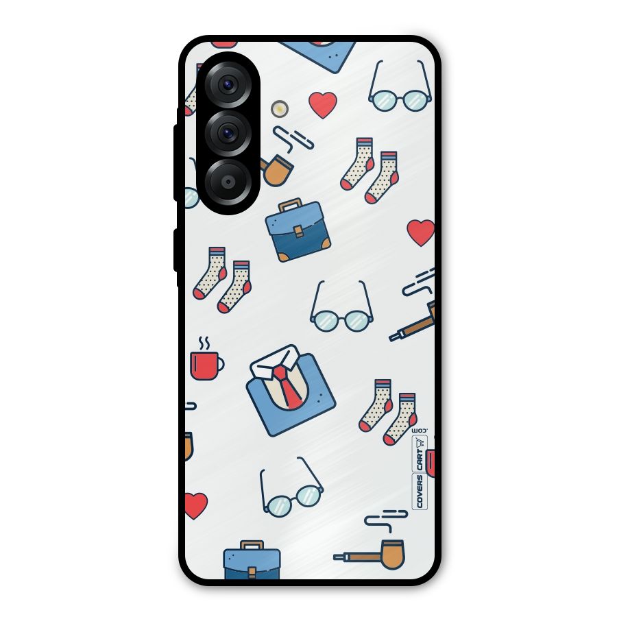 Shirt Spectacles Pattern Metal Back Case for Galaxy A56