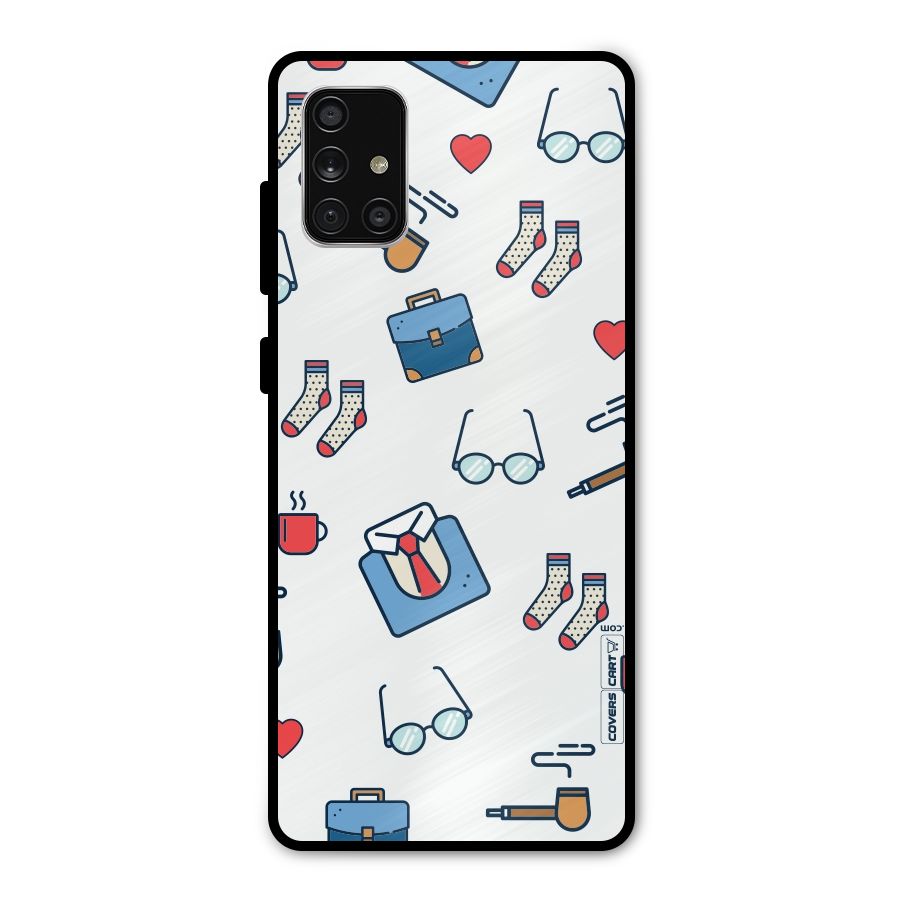Shirt Spectacles Pattern Metal Back Case for Galaxy A71