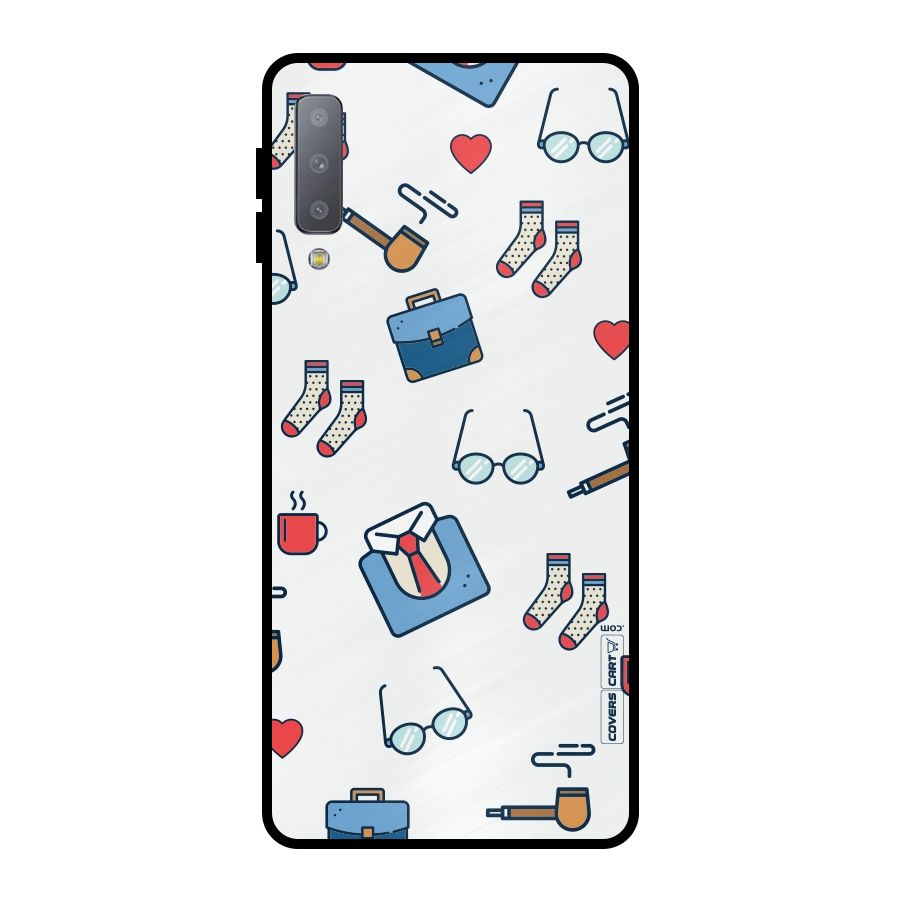 Shirt Spectacles Pattern Metal Back Case for Galaxy A7 (2018)