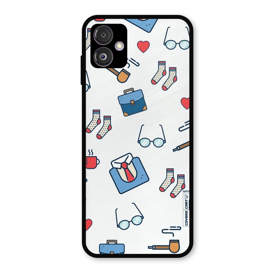 Shirt Spectacles Pattern Metal Back Case for Galaxy F14