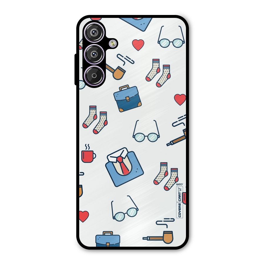 Shirt Spectacles Pattern Metal Back Case for Galaxy F15