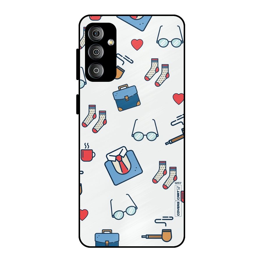 Shirt Spectacles Pattern Metal Back Case for Galaxy F23